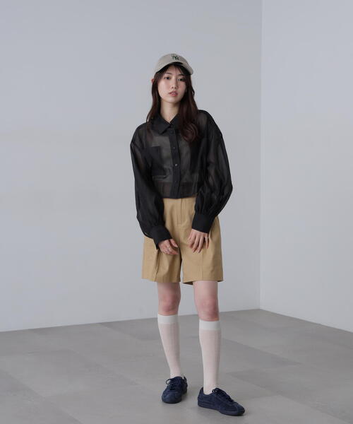 FREE'S MART（フリーズマート）の「◆シアーオーガンジーショート丈シャツ（シャツ/ブラウス・レディース・ピンク/ブルー/ブラック/ホワイト・FREE）」の15枚目の写真