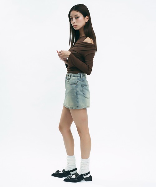 Clum(クルム)の「Vintage-like denim skirt (with shorts) / ヴィンテージライクデニムスカート(ショーツ付き)(スカート・レディース・ブラック/ライトブルー/ブルー・MEDIUM/SMALL)」の19枚目の写真