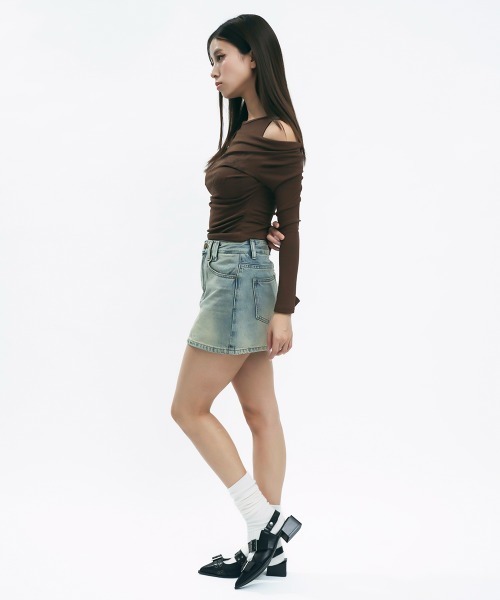 Clum(クルム)の「Vintage-like denim skirt (with shorts) / ヴィンテージライクデニムスカート(ショーツ付き)(スカート・レディース・ブラック/ライトブルー/ブルー・MEDIUM/SMALL)」の20枚目の写真