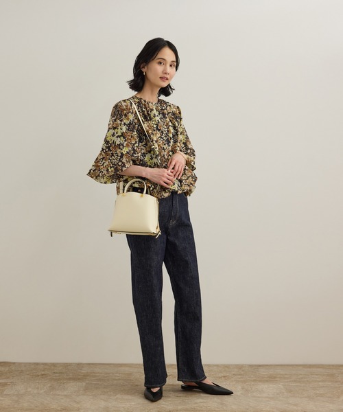 ROPE'(ロペ)の「【洗える】フェイディドフラワープリント・無地ブラウス(シャツ/ブラウス・レディース・ダークブラウン/ブラック/オフホワイト/ブルー・FREE)」の14枚目の写真