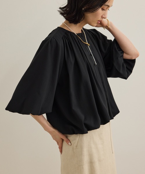 ROPE'(ロペ)の「【洗える】フェイディドフラワープリント・無地ブラウス(シャツ/ブラウス・レディース・ダークブラウン/ブラック/オフホワイト/ブルー・FREE)」の21枚目の写真