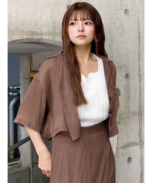 MURUA(ムルーア)の「【セットアップ対応】シャイニーシアーショートシャツ(シャツ/ブラウス・レディース・ライトグリーン/ブラック/アイボリー/ブラウン・FREE)」の22枚目の写真