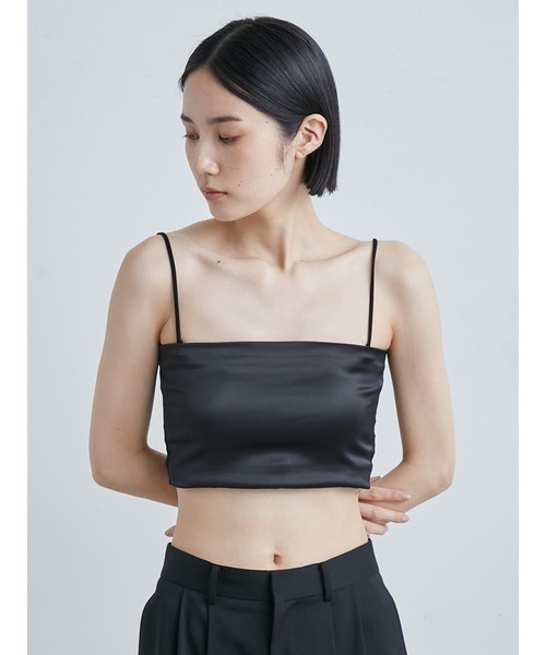 MIESROHE(ミースロエ)の「サテンベアトップ(Tシャツ/カットソー・レディース・ブラック/ホワイト・0/1)」の1枚目の写真