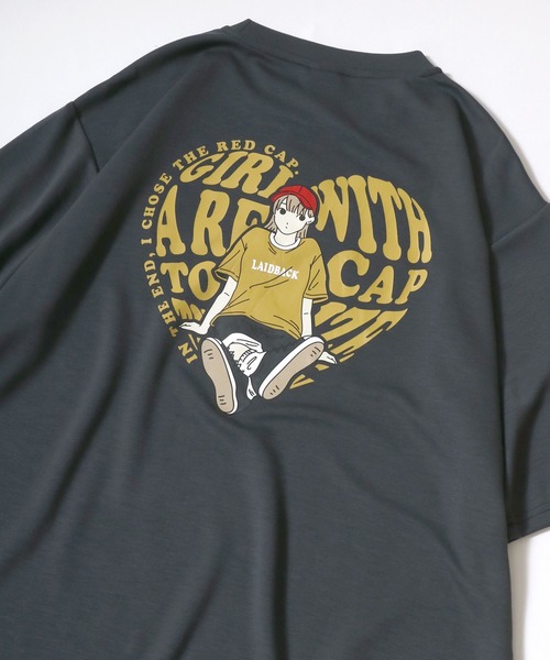 プレインスポーツサークルロゴバックレッドTシャツ セール】Red Cap Girl（レッドキャップガール）接触冷感