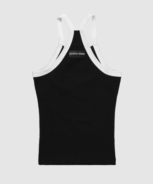 MARINE SERRE（マリーン・セル）の「MOON LOGO RIBBED JERSEY TANK TOP（タンクトップ・レディース・ブラック・S/M）」の2枚目の写真