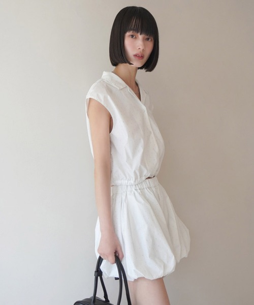 チュールショルダーカットトップス（カットソー/Tシャツ）｜eimy