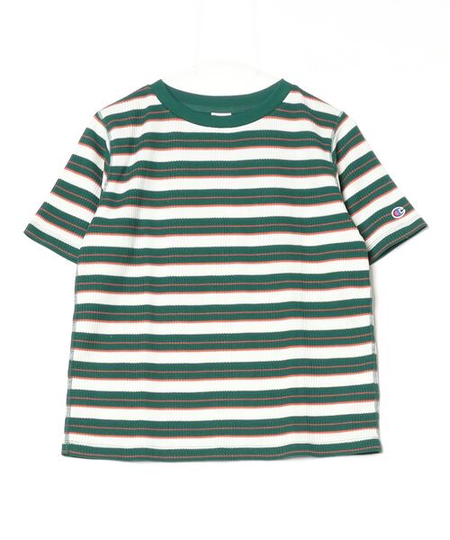 Champion(チャンピオン)の「チャンピオン BORDER SHORT SLEEVE T-SHIRT_(Tシャツ/カットソー・レディース・ダークグリーン/ホワイト×グレー/ネイビー・M/L)」の1枚目の写真
