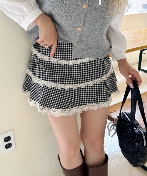 セール】check lace mini skirt（スカート）｜SOLLON.（ソルロン）の