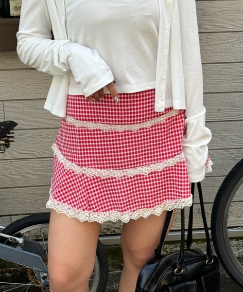 SOLLON.(ソルロン)の「check lace mini skirt(スカート・レディース・レッド/ブラック・FREE)」の19枚目の写真