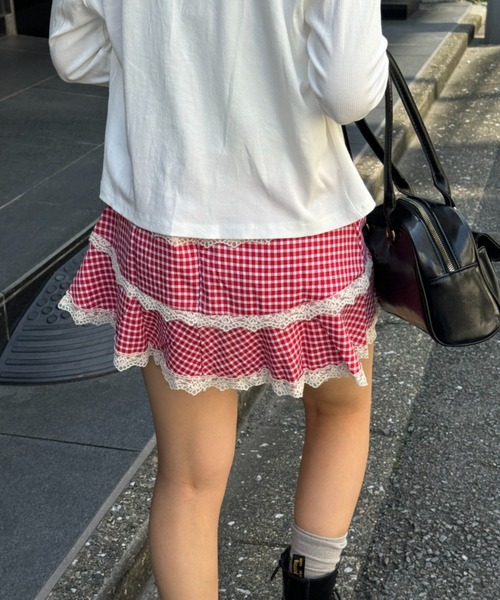SOLLON.(ソルロン)の「check lace mini skirt(スカート・レディース・レッド/ブラック・FREE)」の20枚目の写真