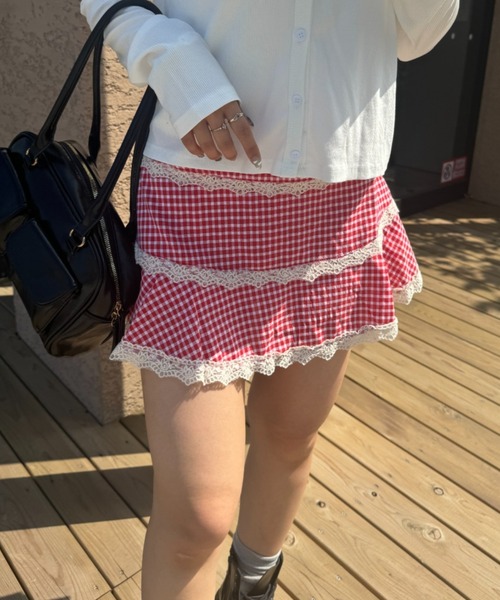 SOLLON.(ソルロン)の「check lace mini skirt(スカート・レディース・レッド/ブラック・FREE)」の22枚目の写真