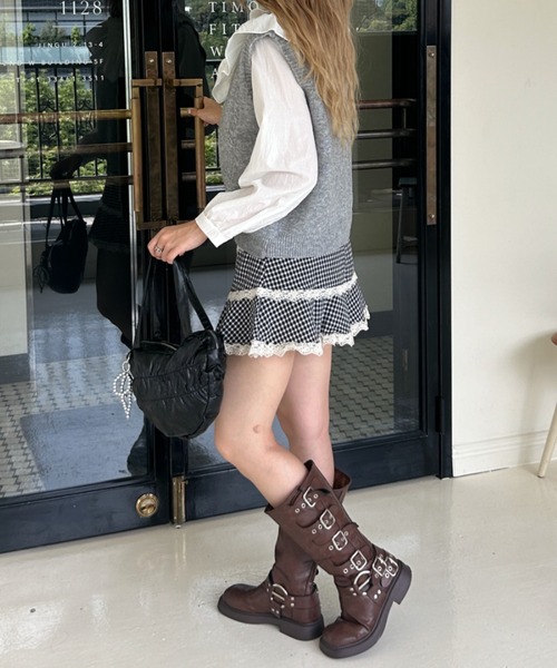 SOLLON.(ソルロン)の「check lace mini skirt(スカート・レディース・レッド/ブラック・FREE)」の10枚目の写真