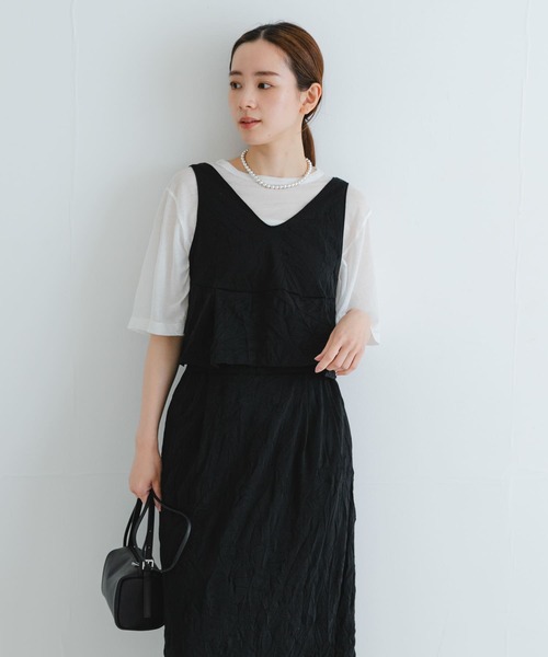 URBAN RESEARCH(アーバンリサーチ)の「『別注』GGG×URBAN RESEARCH クロップドワッシャートップス(タンクトップ・レディース・アイボリー/ブラック・FREE)」の5枚目の写真