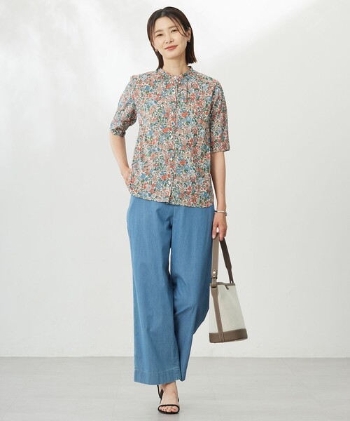 【洗える】LIBERTY バンドカラー ブラウス 洗える】LIBERTY バンドカラー ブラウス（シャツ/ブラウス）｜J