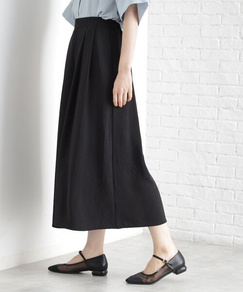 THE SHOP TK (ザ ショップ ティーケー )の「◆フレアスカーチョ【防シワ/接触冷感/洗濯機OK/セットアップ可】(その他パンツ・レディース・ベージュ/ブラック/ブルー・13/12/11)」の4枚目の写真