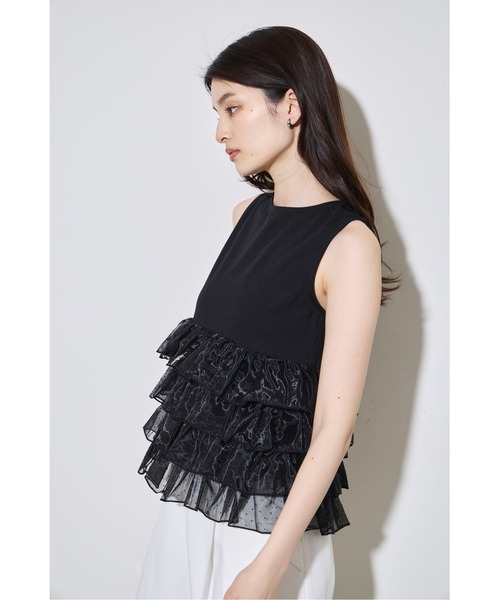 美品 ✨ room306comtemporary フリルトップス ノースリーブ room306 CONTEMPORARY / Satin Frill Tops