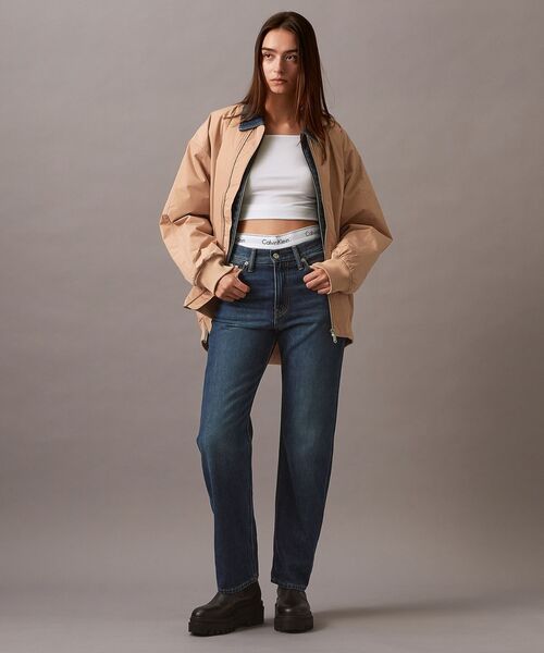 Calvin Klein(カルバン・クライン)の「ロング ボンバージャケット(ミリタリージャケット・レディース・コーラル/ブラック/ブルー系その他・XS/S)」の5枚目の写真