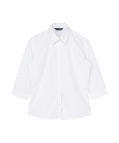 TOKYO SHIRTS(トウキョウシャツ)の「【透け防止】 形態安定ノーアイロン レギュラー 7分袖ビジネスワイシャツ 白無地(ビジネスシャツ・レディース・ホワイト・XS/S/M/L/LL/XL)」の1枚目の写真