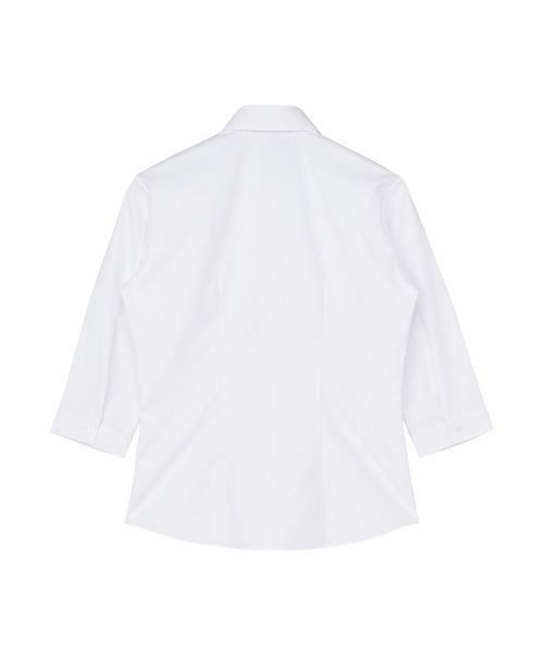 TOKYO SHIRTS(トウキョウシャツ)の「【透け防止】 形態安定ノーアイロン レギュラー 7分袖ビジネスワイシャツ 白無地(ビジネスシャツ・レディース・ホワイト・XS/S/M/L/LL/XL)」の2枚目の写真