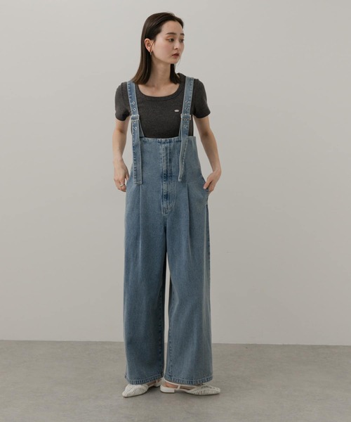 週末お値下げ中【2025春夏】　ストレッチトロサロペットパンツ ストレッチトロサロペットパンツ | allureville (Women