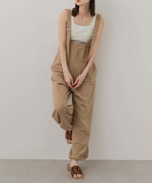 SENSE OF PLACE by URBAN RESEARCH（センスオブプレイスバイアーバンリサーチ）の「ウエストタックサロペットパンツ（サロペット/オーバーオール・レディース・ネイビー/ベージュ/ライトインディゴブルー・ONE）」の18枚目の写真