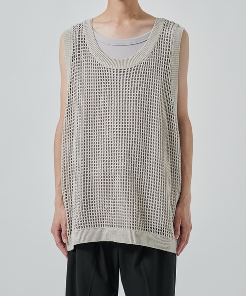 SHAREEF（シャリーフ）の「【SHAREEF】MESH LAYERED TANK TOP（タンクトップ・メンズ・ブラック/ホワイト・FREE）」の5枚目の写真