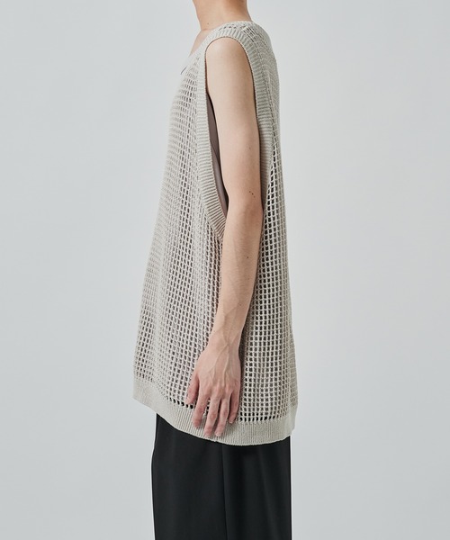 SHAREEF（シャリーフ）の「【SHAREEF】MESH LAYERED TANK TOP（タンクトップ・メンズ・ブラック/ホワイト・FREE）」の6枚目の写真