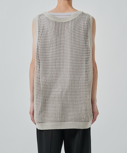 SHAREEF（シャリーフ）の「【SHAREEF】MESH LAYERED TANK TOP（タンクトップ・メンズ・ブラック/ホワイト・FREE）」の7枚目の写真