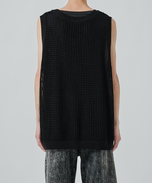 SHAREEF（シャリーフ）の「【SHAREEF】MESH LAYERED TANK TOP（タンクトップ・メンズ・ブラック/ホワイト・FREE）」の15枚目の写真