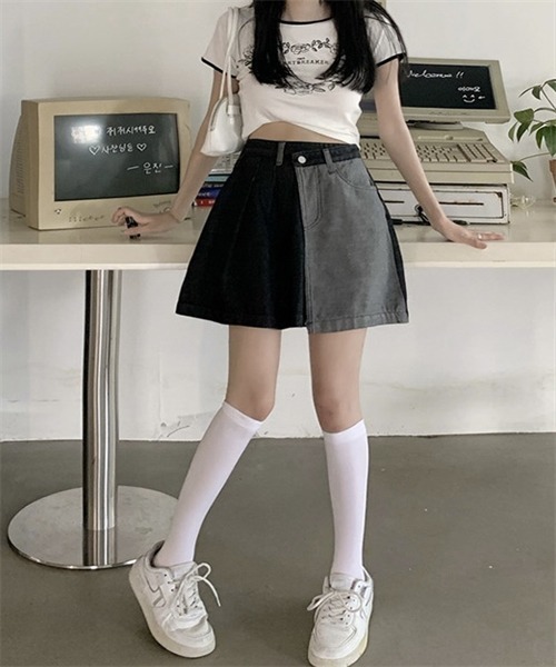 セール】デニムエプロンラップスカート（デニムスカート