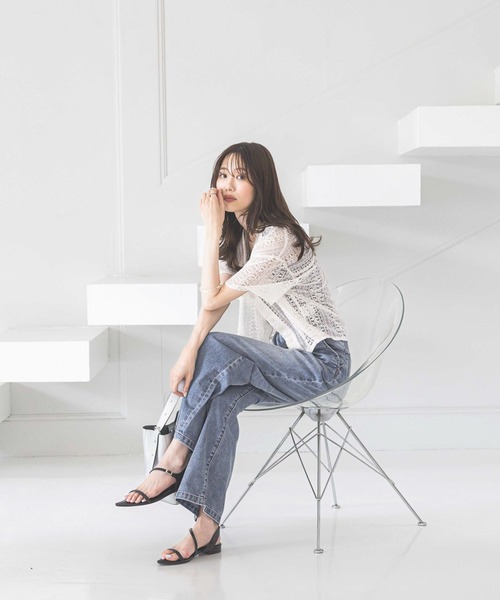 GLOBAL WORK（グローバルワーク）の「冷感デニムイージーパンツ/494053（デニムパンツ・レディース・ネイビー/ライトブルー/ブルー・SMALL/MEDIUM/LARGE）」の11枚目の写真