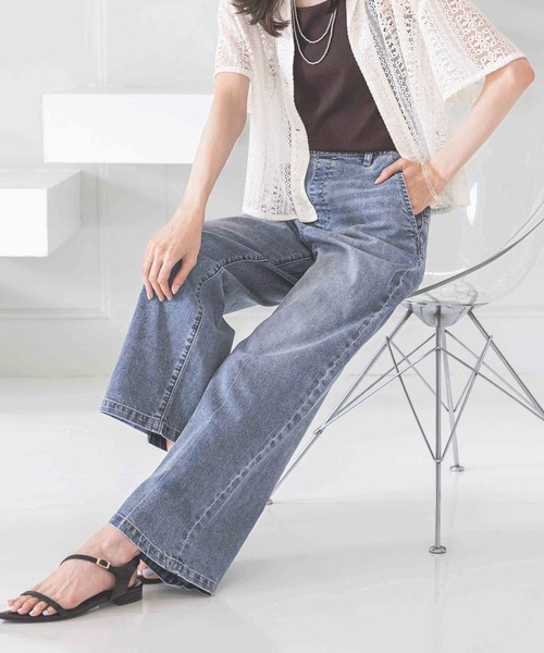 GLOBAL WORK 冷感デニムイージーパンツ【完売品】新品タグ付 GLOBAL WORK ジーンズ デニム デニムパンツ 冷感デニムイージー