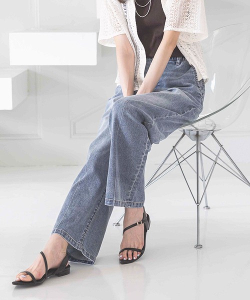 GLOBAL WORK（グローバルワーク）の「冷感デニムイージーパンツ/494053（デニムパンツ・レディース・ネイビー/ライトブルー/ブルー・SMALL/MEDIUM/LARGE）」の15枚目の写真