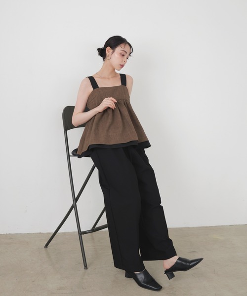 LIAN（リアン）の「バイカラーツイードキャミ（キャミソール・レディース・ブラウン/ブラック・FREE）」の9枚目の写真