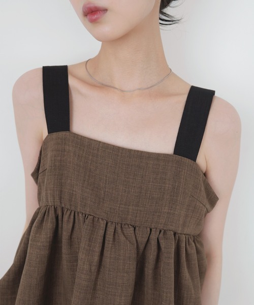 LIAN（リアン）の「バイカラーツイードキャミ（キャミソール・レディース・ブラウン/ブラック・FREE）」の10枚目の写真