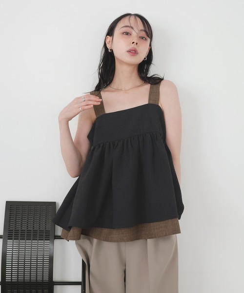 LIAN（リアン）の「バイカラーツイードキャミ（キャミソール・レディース・ブラウン/ブラック・FREE）」の11枚目の写真