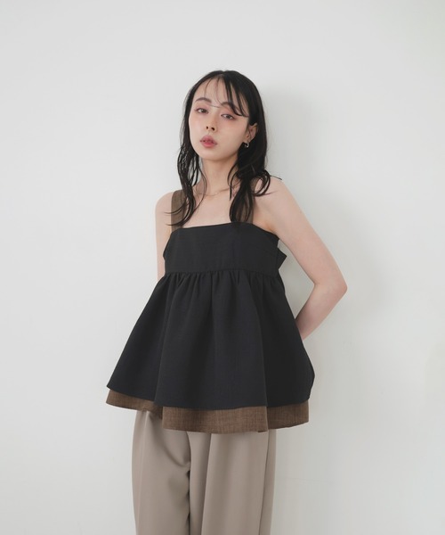 LIAN（リアン）の「バイカラーツイードキャミ（キャミソール・レディース・ブラウン/ブラック・FREE）」の14枚目の写真