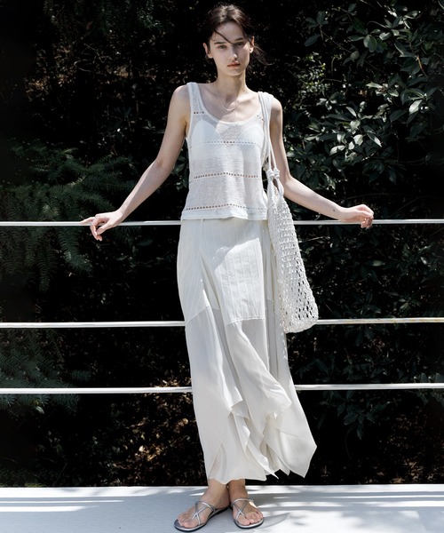 tageechita（タジチタ）の「【tageechita】レイヤード不規則ヘム ハイウエストAラインスカート（スカート・レディース・ブラック/ベージュ・S/M/L）」の9枚目の写真