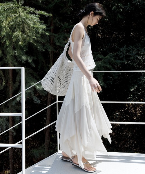 tageechita（タジチタ）の「【tageechita】レイヤード不規則ヘム ハイウエストAラインスカート（スカート・レディース・ブラック/ベージュ・S/M/L）」の15枚目の写真