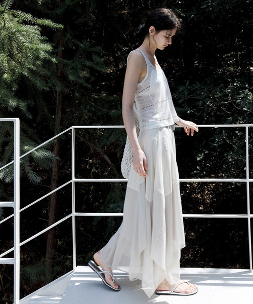 tageechita（タジチタ）の「【tageechita】レイヤード不規則ヘム ハイウエストAラインスカート（スカート・レディース・ブラック/ベージュ・S/M/L）」の21枚目の写真