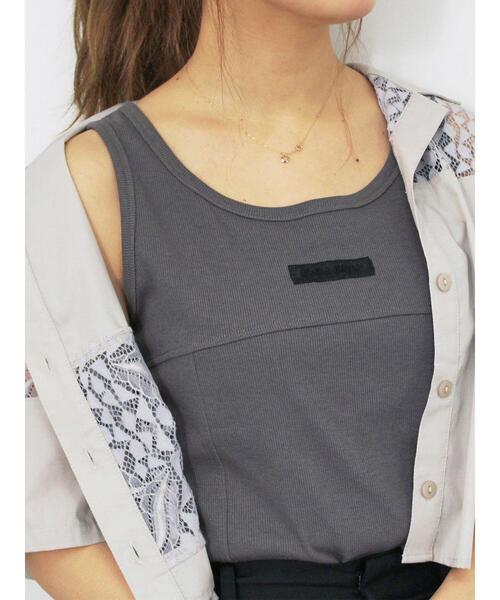 ehka sopo（エヘカソポ）の「切り替えタンクトップ（タンクトップ・レディース・ブラック/チャコールグレー/ブルー/オフホワイト・F）」の4枚目の写真