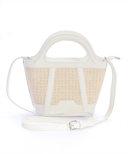 clear（クリア）の「配色ミニストローバッグ[ショルダーバッグ ハンドバッグ 2WAY]≪SS新作≫（ショルダーバッグ・レディース・オフホワイト/キャメル・F）」の13枚目の写真