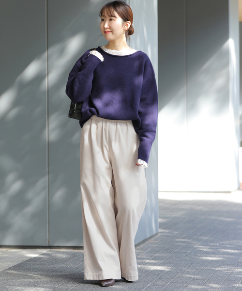 JOURNAL STANDARD relume(ジャーナルスタンダード レリューム)の「コットンコーデュロイイージーワイド(その他パンツ・レディース・ホワイト/ピンク/カーキ・36/38)」の7枚目の写真