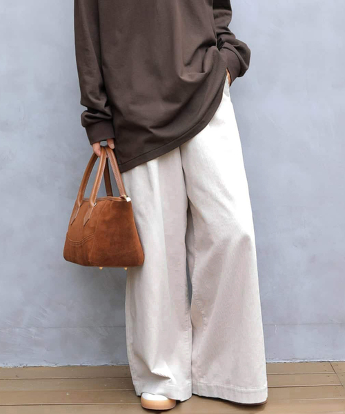 JOURNAL STANDARD relume(ジャーナルスタンダード レリューム)の「コットンコーデュロイイージーワイド(その他パンツ・レディース・ホワイト/ピンク/カーキ・36/38)」の15枚目の写真