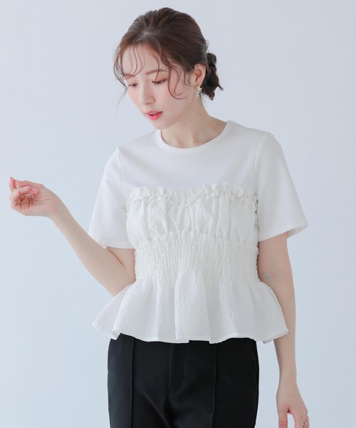 完売品 新品 fitmore シャーリングビスチェTシャツ セール】シャーリングビスチェTシャツ（Tシャツ/カットソー