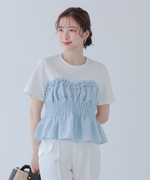 完売品 新品 fitmore シャーリングビスチェTシャツ セール】シャーリングビスチェTシャツ（Tシャツ/カットソー