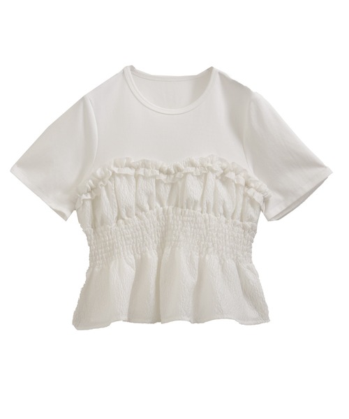 完売品 新品 fitmore シャーリングビスチェTシャツ セール】シャーリングビスチェTシャツ（Tシャツ/カットソー