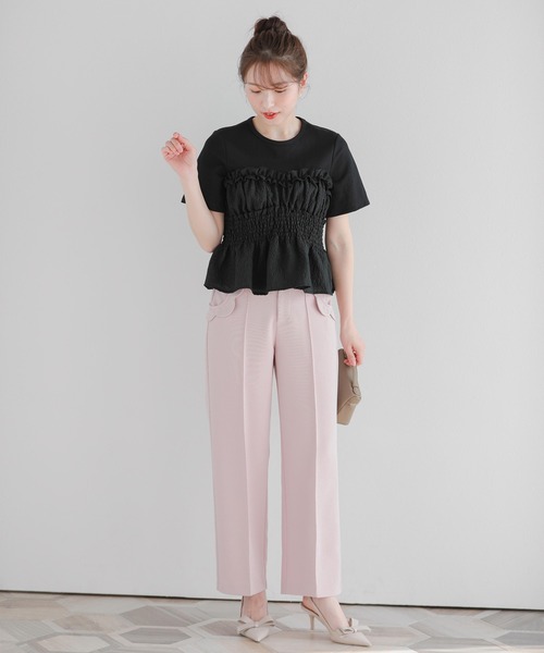 Fit more(フィットモア)の「シャーリングビスチェTシャツ(Tシャツ/カットソー・レディース・ブルー/ホワイト/ブラック・FREE)」の5枚目の写真