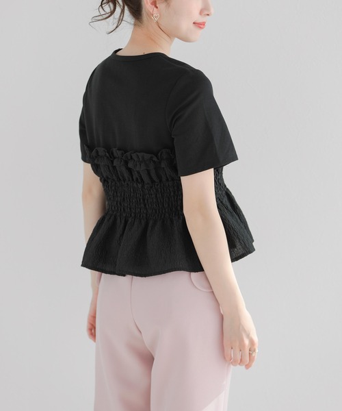 Fit more(フィットモア)の「シャーリングビスチェTシャツ(Tシャツ/カットソー・レディース・ブルー/ホワイト/ブラック・FREE)」の4枚目の写真