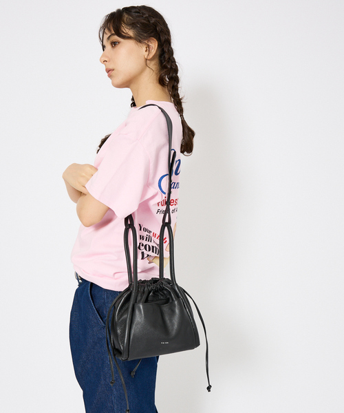 YArKA/ヤーカ】real leather square bottom drawstring 2way bag
